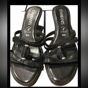 BLACK strappy Rosalie SANDALS size 9 women Shoes OPEN toe Wedge Daminani’s Italy